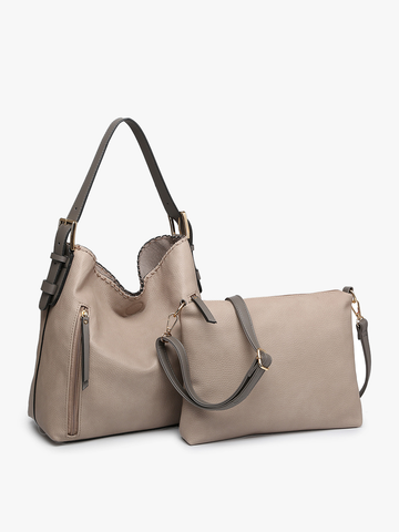 M1816A Alexa 2-in-1 Hobo Bag w/Dual Zip Compartments: Leopard-Mustard Jen & Co.