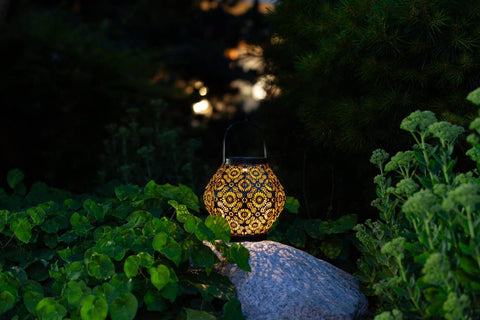 Metal Daisy 7.9" Outdoor Solar Lantern - Black Allsop Home & Garden