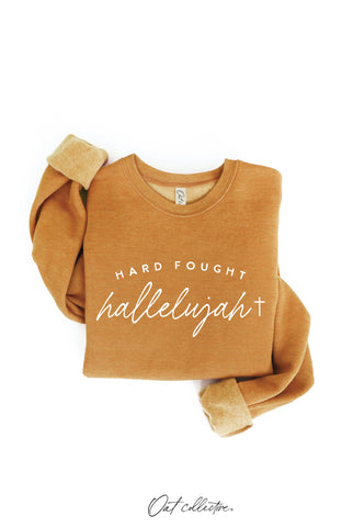 HARD FOUGHT HALLELUJAH Graphic Sweatshirt : VINTAGE WHITE LONG SLEEVE / XL OAT COLLECTIVE
