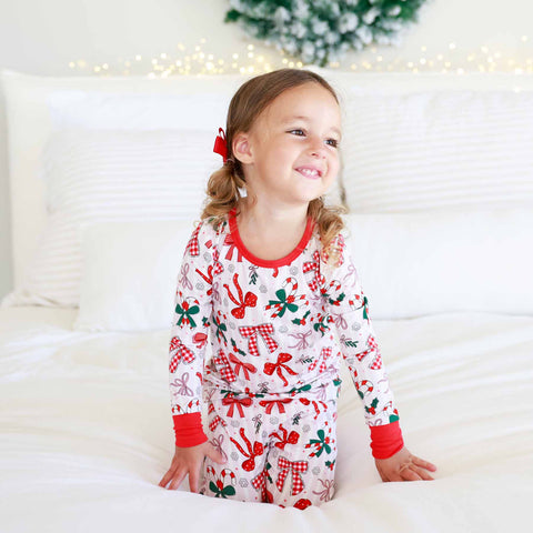 Bow What Fun Two Piece Pajama Set: 5/6 Caden Lane