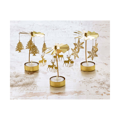 Christmas Tree Carousel Tealight Candle Holder: Gold / Iron tag