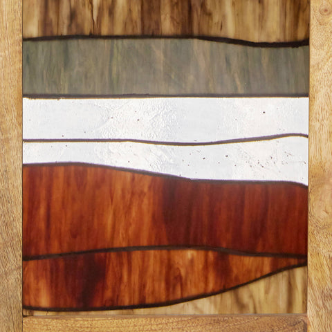 36"H Oversized Geometric Stained Glass Window Panel: Amber River of Goods