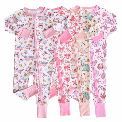 Convertible Zip Rompers for Girls: Midnight Meadow / 3-6 months Caden Lane