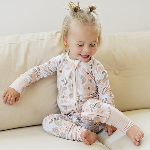 Convertible Romper - Neutral Floral: 6-9 months Dolly Lana