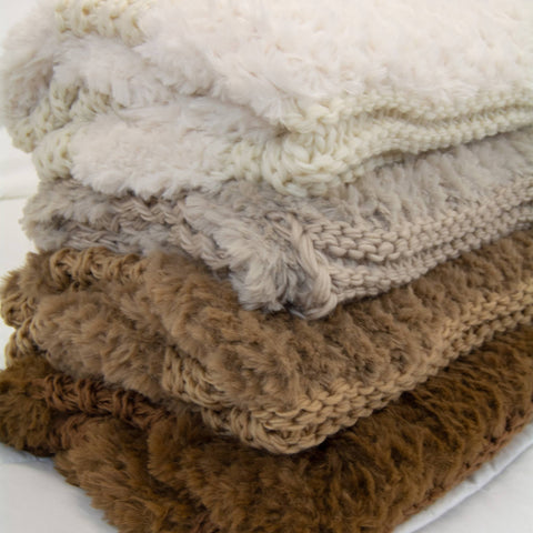 Throw/Blanket - Plush Knit 50x60": Taupe American Heritage Textiles