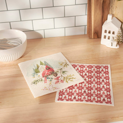 Winter Cardinal Swedish Dishcloth Set Primitives by Kathy