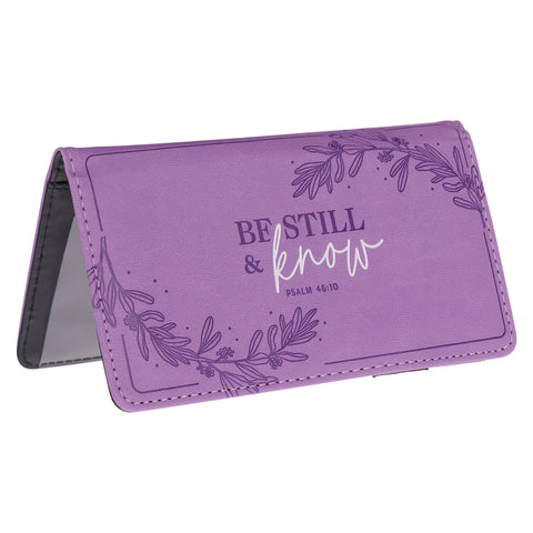 Checkbook Wallet Purple Be Still & Know Ps. 46:10 Christian Art Gifts