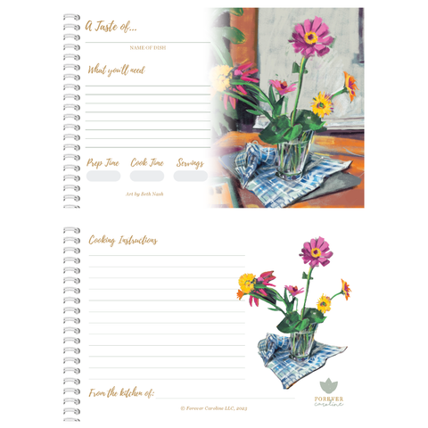 Recipe Cards Gift Set w/ Floral Art | 8 Cards for Kitchen Forever Caroline LLC