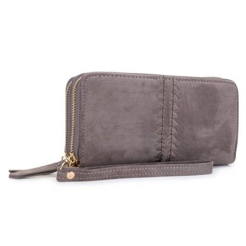 ES60164SU Sherrie Suede Double Zipper Wallet: SCHY(Wine) MiMi Wholesale