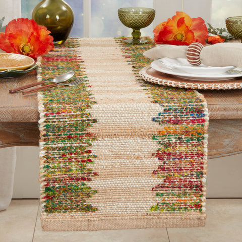 Rainbow Rhythm Banded Table Runner: Multi / 14"x72" Saro Lifestyle