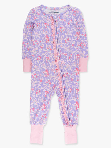 SoftSnooze™ Baby Girls Bamboo Viscose Lavender Enchanted Flowers Convertible Ruffle One Piece Footie Pajama
: Purple / 3-6m RuffleButts + RuggedButts