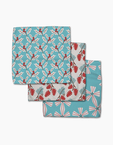 Winter Holly Dishcloth Set Geometry