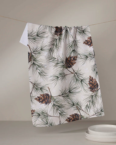 Evergreen Frost Tea Towel Geometry