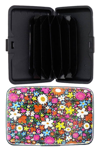 Itty Bitty Floral Glossy Card Holder Caddy Case Cap Zone