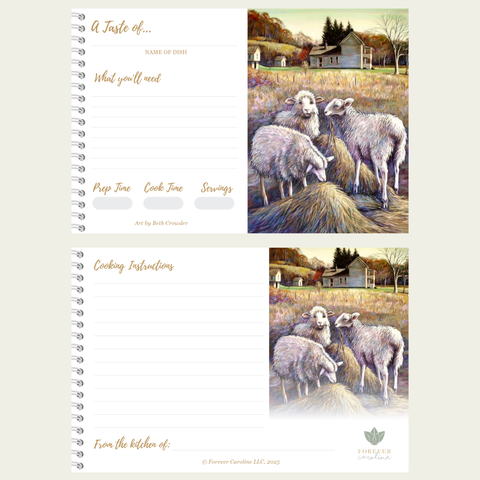 Recipe Cards Gift Set w/ Farmhouse Sheep Artwork | 8 Cards Forever Caroline LLC