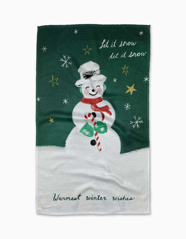 Vintage Snowman Tea Towel Geometry
