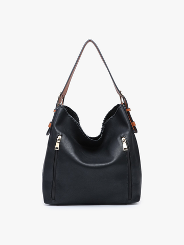 M1816A Alexa 2-in-1 Hobo Bag w/Dual Zip Compartments: Black Jen & Co.