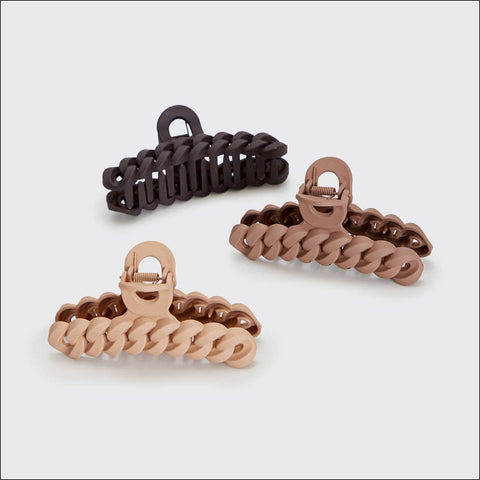 Eco-friendly Chain Claw Clip 3pc Set - Neutral KITSCH