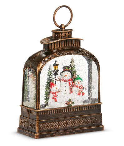8.5" Snowman Antique Lighted Water Lantern RAZ Imports