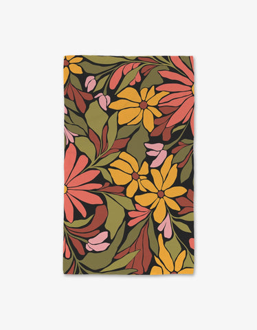 Blooming Black Luxe Hand Towel Geometry