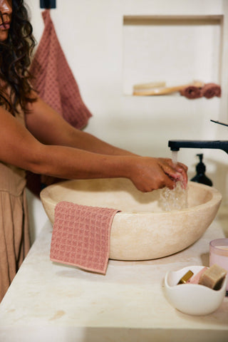 Dusty Rose Waffle Washcloth Set Geometry