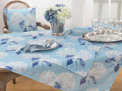 Printed Hydrangea Runner: Aqua / 16"x72" Saro Lifestyle