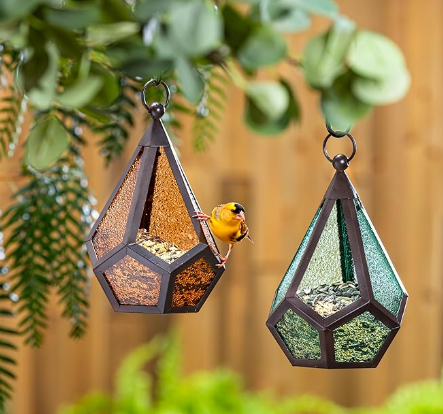 Glass Diamond Shaped Bird Feeder Evergreen Enterprises