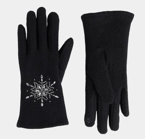 Christmas Snowflake Touchscreen Gloves - Black TGB Brands