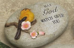 6"L Resin Inspirational Stone w/ Bird The Gerson Companies