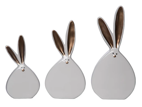 Ceramic Bunnies with Gold Ears Transpac