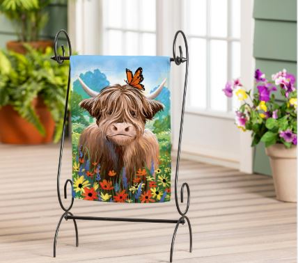 Highland Cow Named Summer Suede Garden Flag Evergreen Enterprises