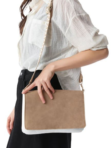 Lexi LATTE - vegan suede/vegan pebbled quilted leather Haute Shore Ltd