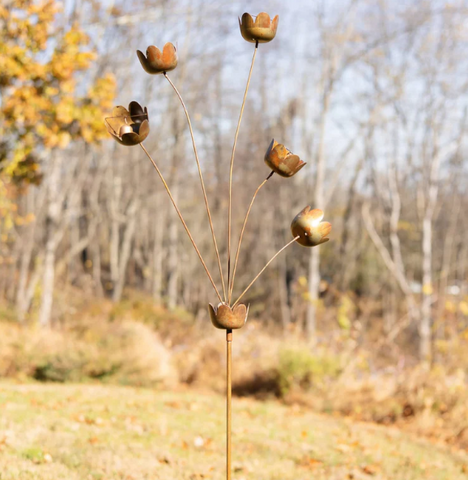 LILY CUPS GARDEN STAKE WITH BELLS-FLAMED Ancient Graffiti