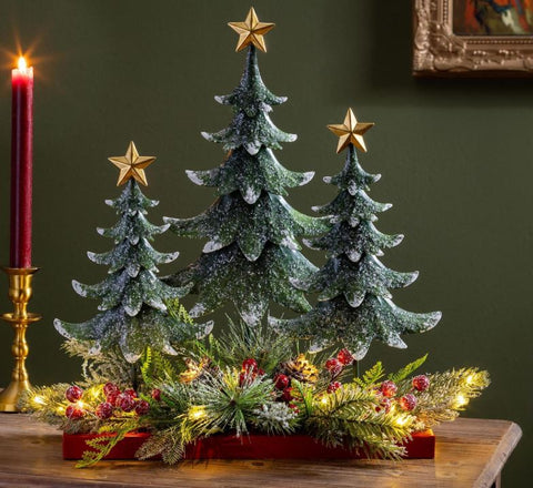 Joyful Traditions Table Décor Metal Christmas Trees with Artificial Evergreen Enterprises