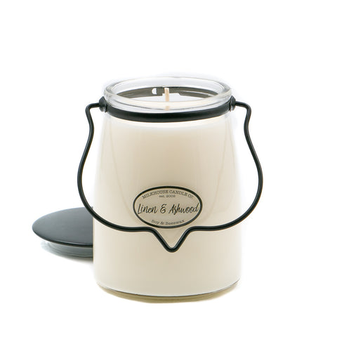 Butter Jar 22 oz: Linen &amp; Ashwood Milkhouse Candle Co