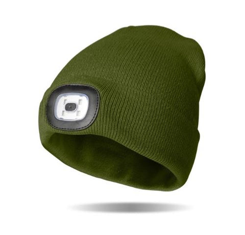 GRN RECHRGEABLE LED BEANIE 4PC DM Merchandising