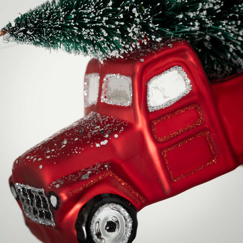 TRUCK W/ TREE ORNAMENT 4.5"Lx2"Wx3.5"H RE GR PK6 Sullivan, Inc