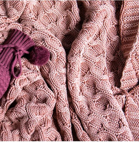 Washed Curvy Organic Cotton Throw Blanket - Pink Pink Lemonade