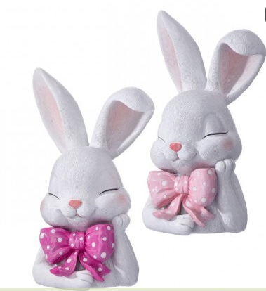 11" RESIN BUNNY WITH POLKA DOT BOWTIE Regency International