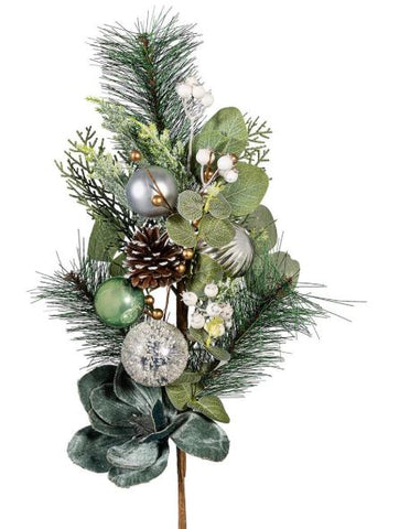 Shades of Green Stem Artificial with Ornaments Evergreen Enterprises