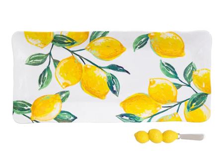 Coastal Citrus Melamine Rectangular Platter with Spreader Evergreen Enterprises