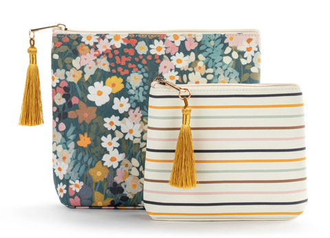 Floral + Stripe Zip Pouch set of 2
(BYDESIGN FASHION) Demdaco