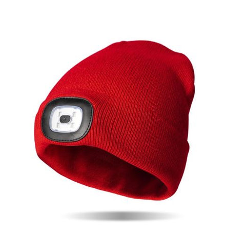 RED RECHARGEABLE LED BEANIE DM Merchandising