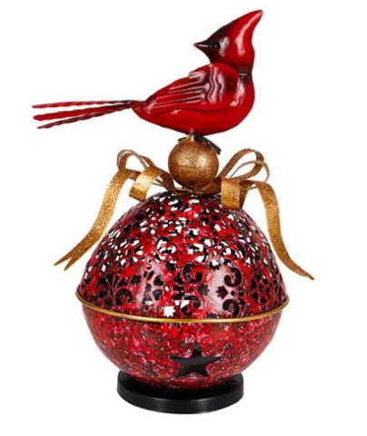10"H LED Cardinal On Ornament Evergreen Enterprises
