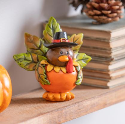 4" Resin Table Décor, Harvest Turkey in CDU Evergreen Enterprises