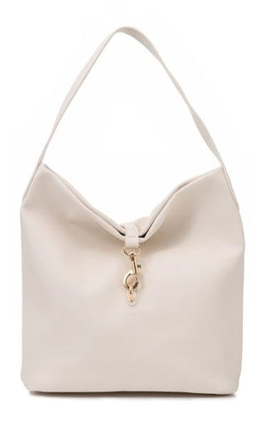 SANDY Shoulder Bag - VANILLA pebbled vegan leather Haute Shore Ltd