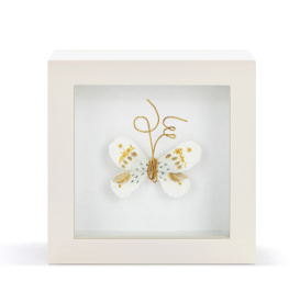 Love From Above White & Gold Butterfly Shadow Box - 4in Demdaco