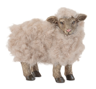 Sheep  4"H Resin/Faux Fur SMALL Melrose