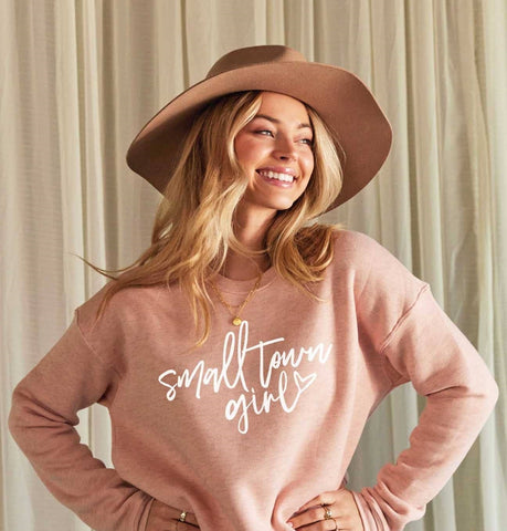 SMALL TOWN GIRL  Graphic Sweatshirt: XL / TAN OAT COLLECTIVE