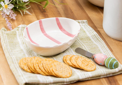 Bunny Blooms Serveware Ceramic Easter Egg Bowl and Spreader Evergreen Enterprises